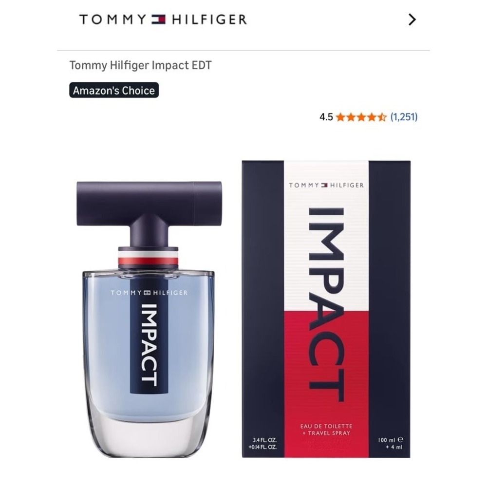 Tommy Hilfiger Impact EDT 3.4oz + 0.14oz Travel Spray Gift Set NEW Sealed